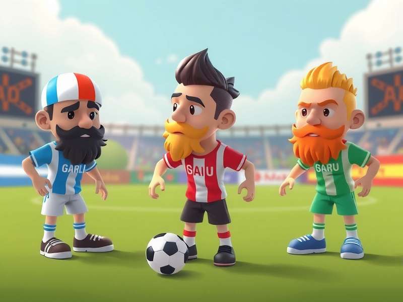 Head Soccer game characters and flags collage