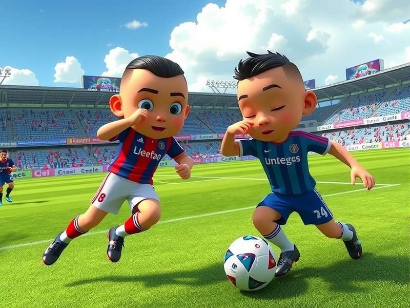 Big Head Soccer 2025 gameplay screenshot showing new characters and arena