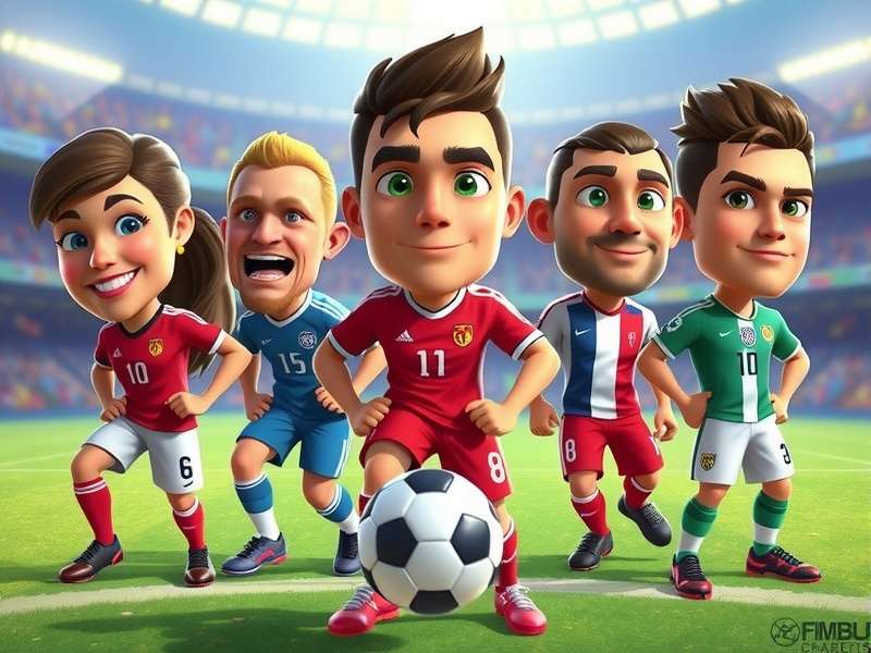 Head Soccer characters from different countries celebrating a goal