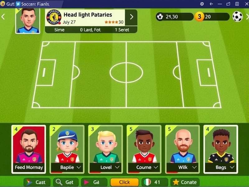 Head Soccer game screen showing multiple unlockable characters
