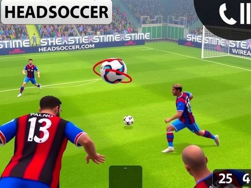 Head Soccer 2014 gameplay screenshot showing two characters heading a soccer ball