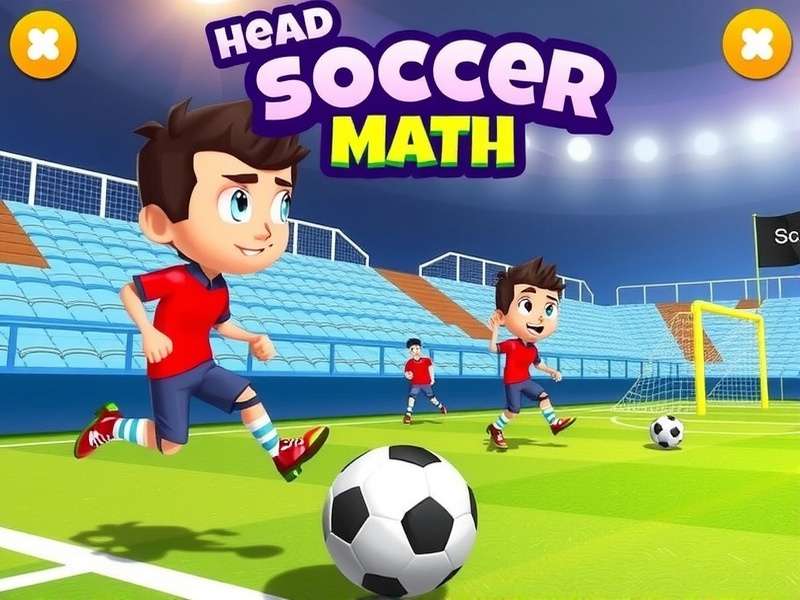 Head Soccer Math Playground gameplay screenshot showing characters and math-based elements